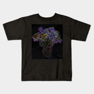 Black Panther Art - Flower Bouquet with Glowing Edges 13 Kids T-Shirt